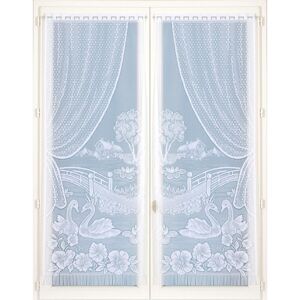 Blancheporte Rovná vitrážová záclona s motivem labutí, pár bílá 44x120cm