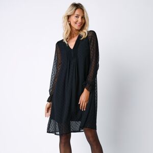 Blancheporte Jednobarevné šaty s ozdobnými sklady černá 58