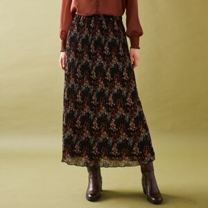 Blancheporte Plisovaná sukně s potiskem květin z recyklovaného polyesteru (1), pro malou post černá/karamelová 54
