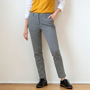 Blancheporte Úzké kalhoty s potiskem kohoutí stopy černá/bílá 38