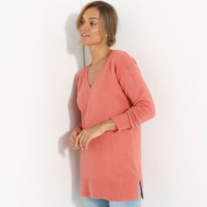 Blancheporte Tunikový pulovr s výstřihem do "V" růžové dřevo 42/44