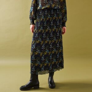 Blancheporte Plisovaná sukně s potiskem květin z recyklovaného polyesteru (1), pro vysokou po nám.modrá/khaki 40