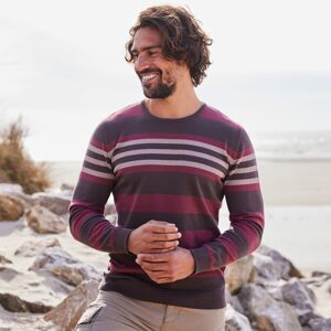 Blancheporte Pruhovaný pulovr s kulatým výstřihem a dlouhými rukávy čokoládová/bordó 97/106 (L)