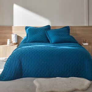 Blancheporte Prošívaný přehoz na postel z mikrovlákna paví modrá povlak na polštář 65x65cm