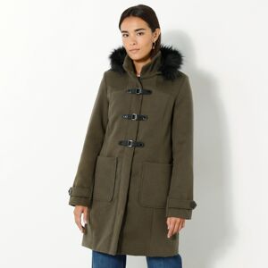 Blancheporte Jednobarevný kabát duffle-coat s kapucí khaki 42
