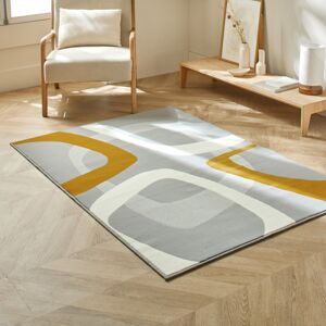 Blancheporte Obdélníkový koberec s retro motivem perlově šedá/kari 80x150cm