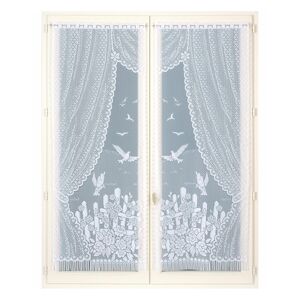Blancheporte Rovná vitrážová záclona s motivem ptáčků, pro garnýžovou tyč, pár bílá 44x160cm