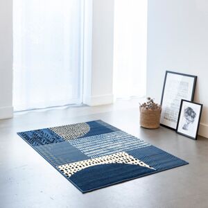 Blancheporte Dekorativní koberec s geometrickým vzorem džínová 80x150cm