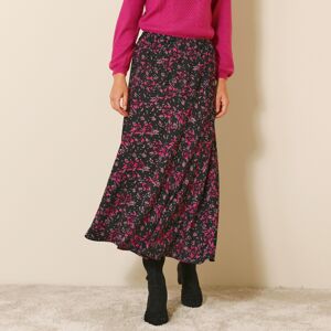 Blancheporte Krepová midi sukně s potiskem černá/purpurová 46
