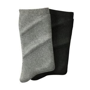 Blancheporte Sada 2 párů hřejivých ponožek s podšívkou šedý melír+černá 39/42