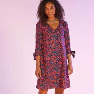 Blancheporte Rozšířené šaty s potiskem a kontrastním lemem fialová/vícebarevná 36