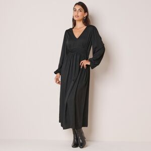 Blancheporte Jednobarevné rozšířené šaty, satén černá 44