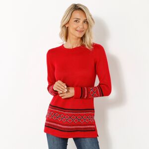 Blancheporte Tunikový pulovr se žakárovým vzorem červená 54