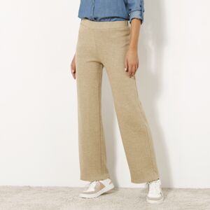 Blancheporte Rovné kalhoty z česaného úpletu s pružným pasem béžový melír 52